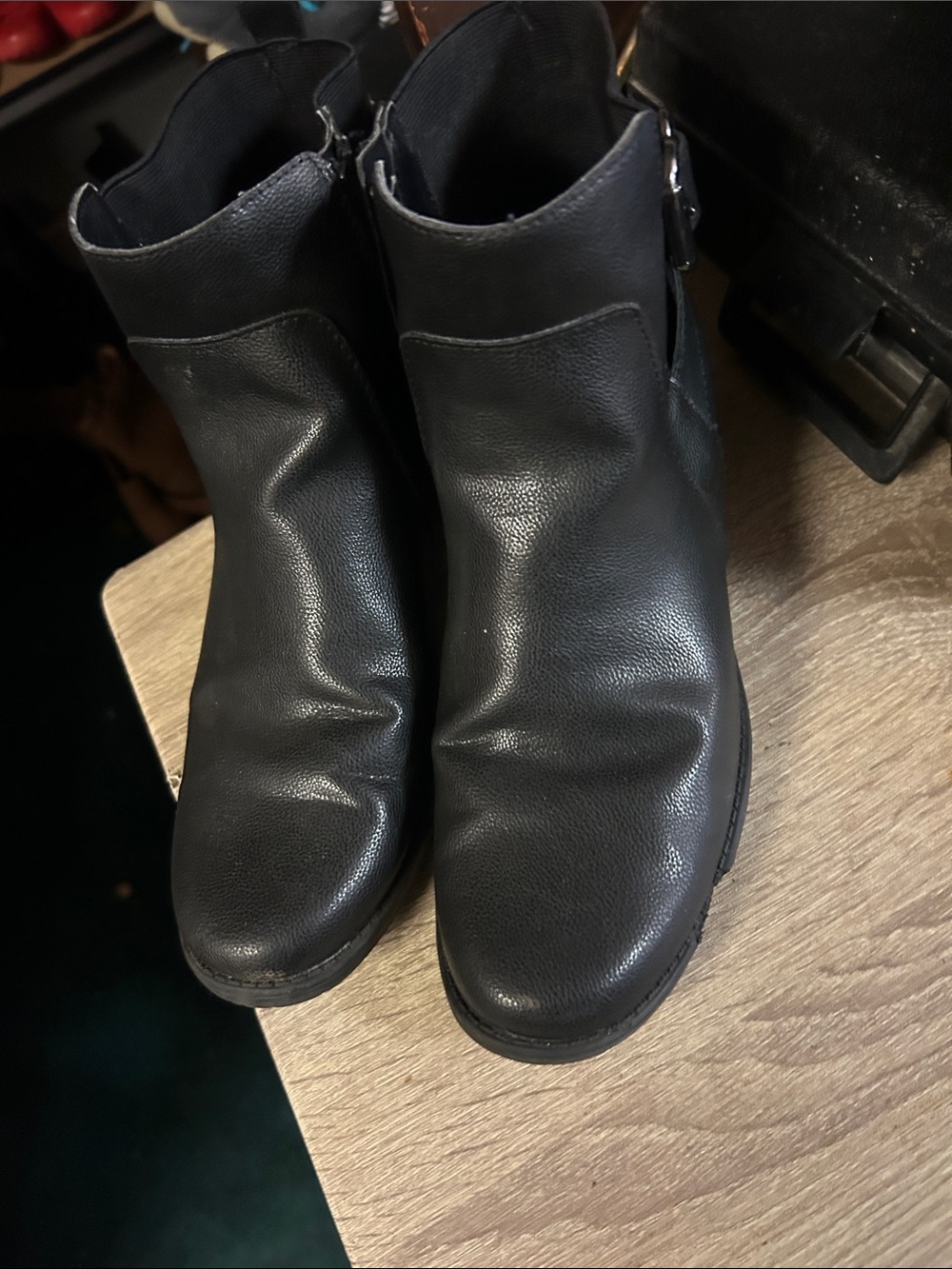 Forever 21 Black Faux Leather Ankle Booties with Side Buckle Accent